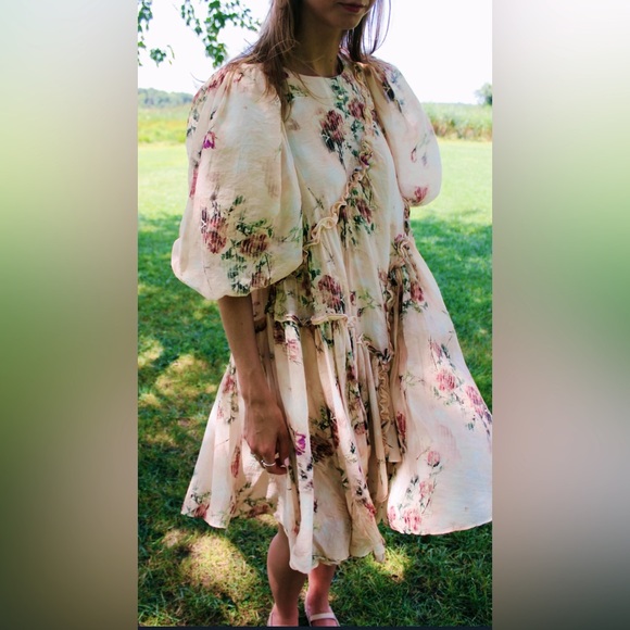 Sofie the Label A Dream is a Wish 3/4 Romance Sleeve Watercolor Asymmetric Frock - Picture 5 of 13